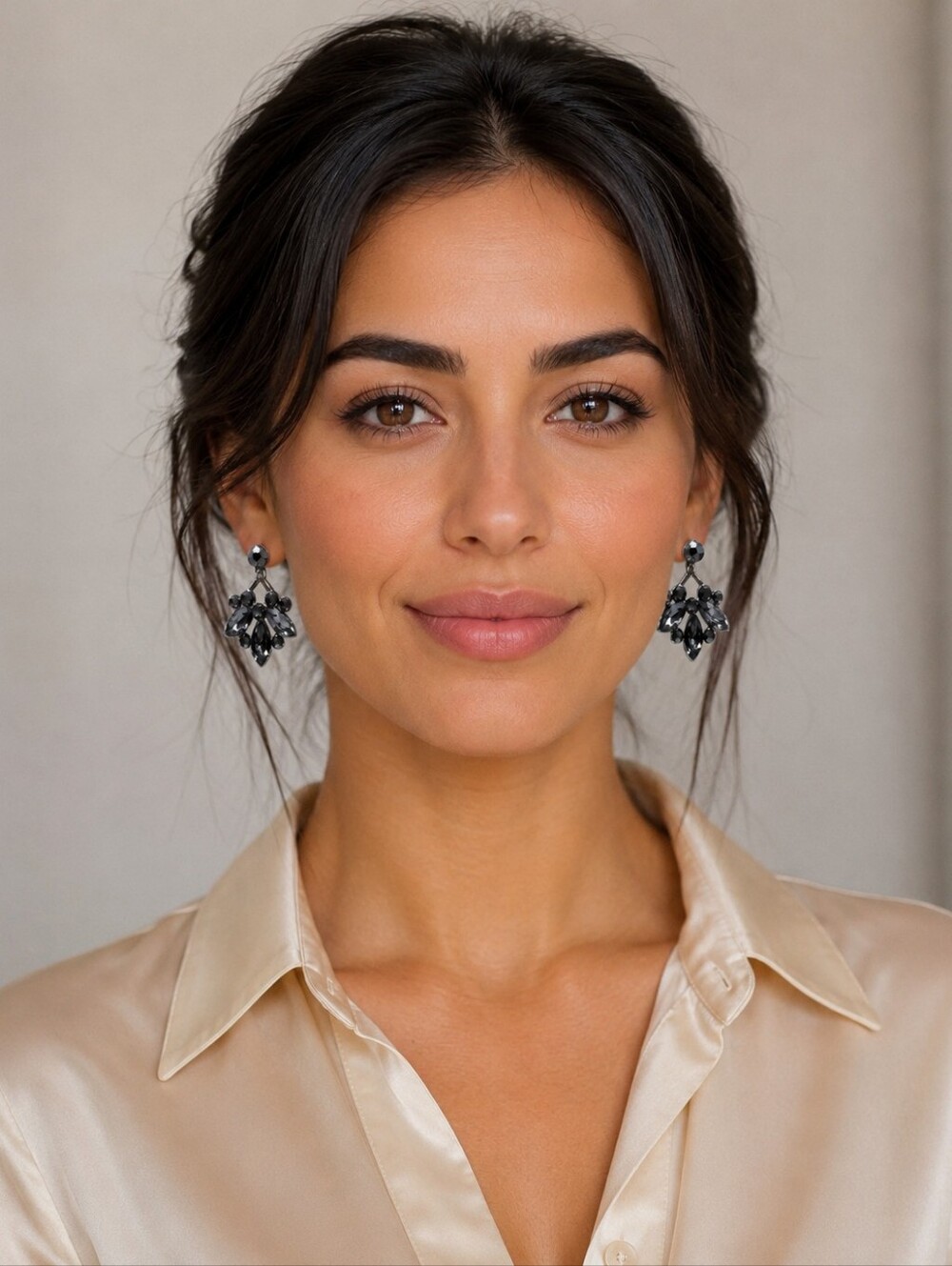 Silver Crystal Cluster Drop Earrings